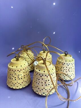 Vintage Lawnware 5 Hanging Lights - Retro RV Patio Plastic Beaded Lamps ALL WORK